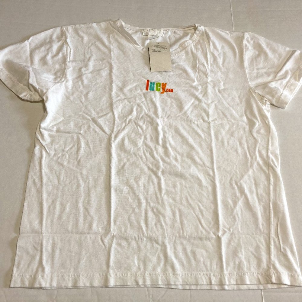 NWT SDI Short Sleeve Solid White T-Shirt Lucy.com Minimalist Cotton USA XL